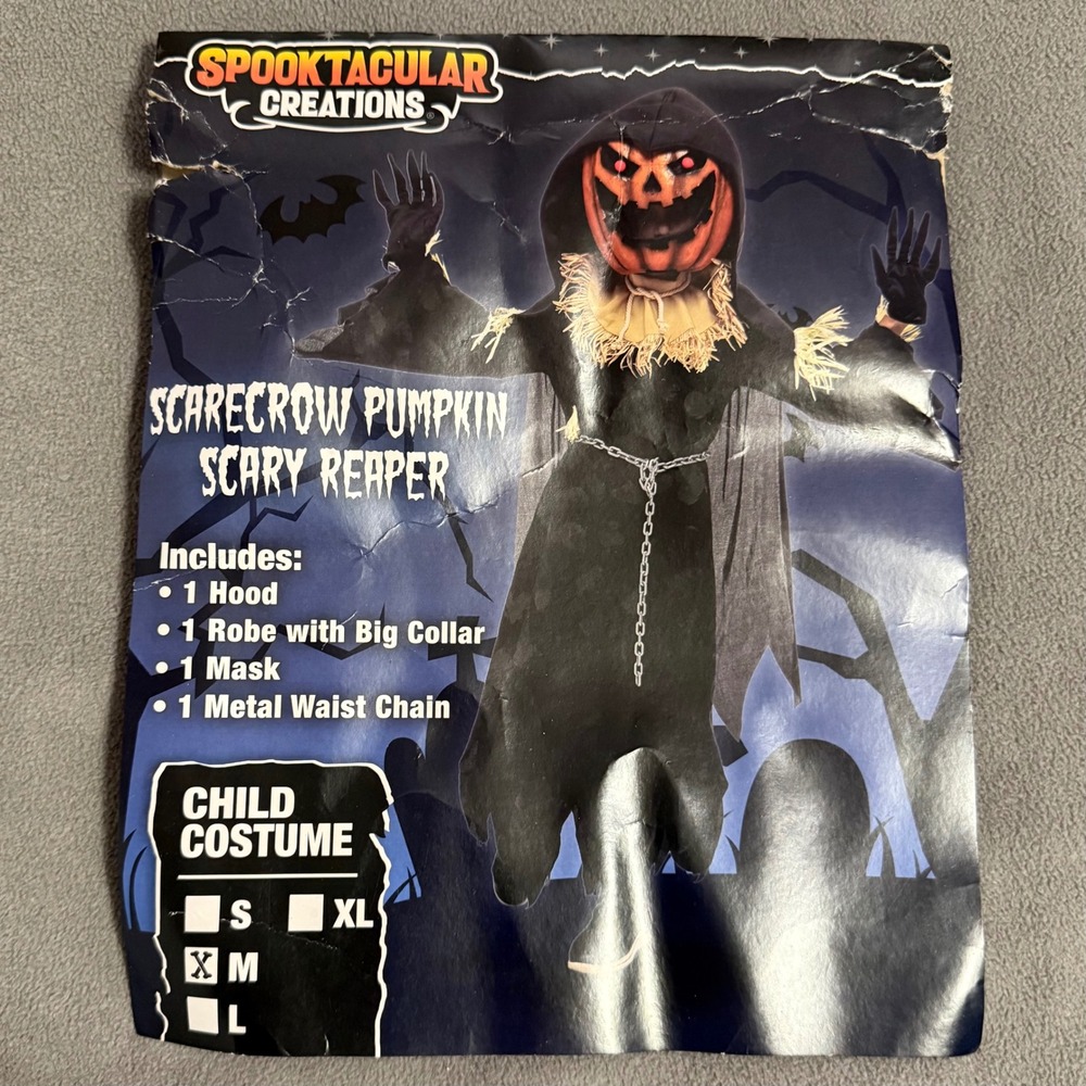 Spooktacular Creations Scarecrow Pumpkin Reaper Costume Child Medium Black Good